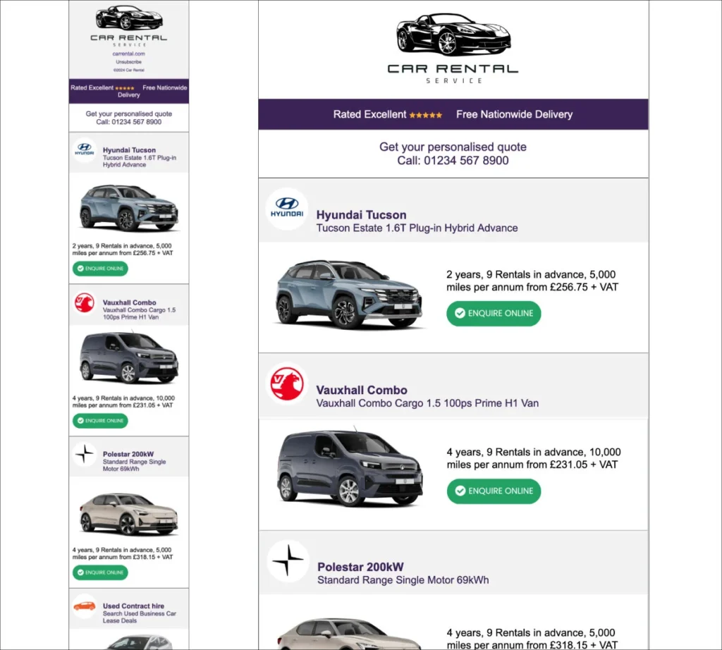 Car Hire Html Email Template